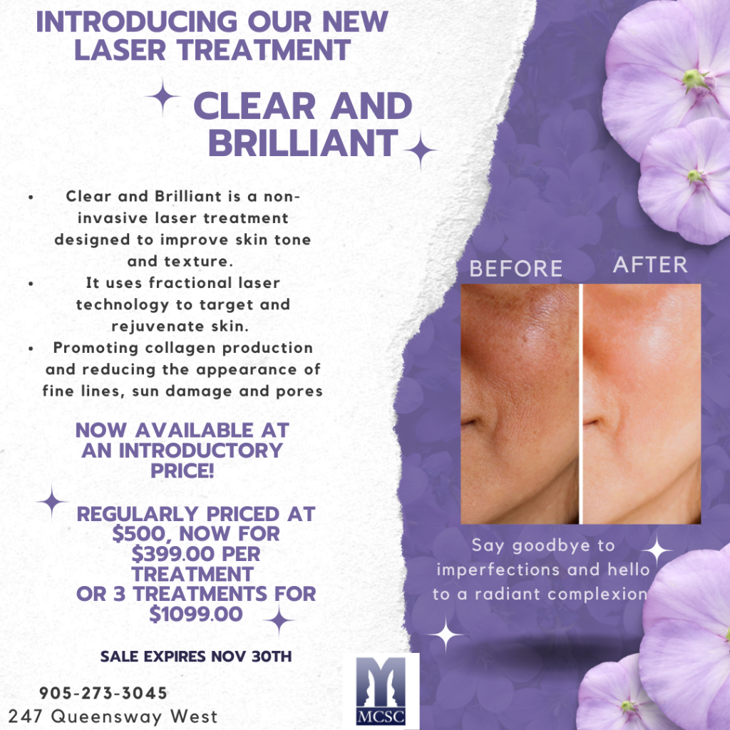 Introducing Clear and Brilliant laser skin treatment! Introductory pricing of $399 per treatment or $1099 for 3 treatments available through November 30, 2024.